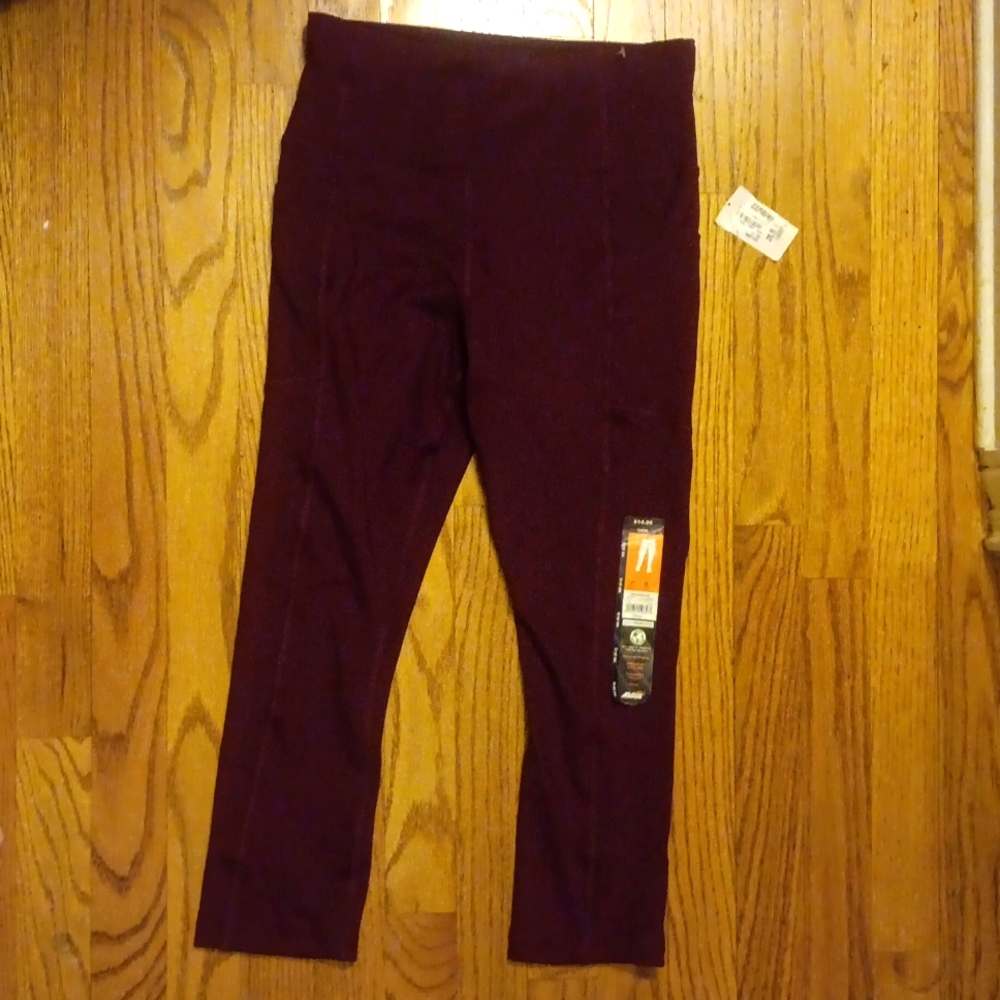 Purple AVIA Workout Capri Pants with side pockets